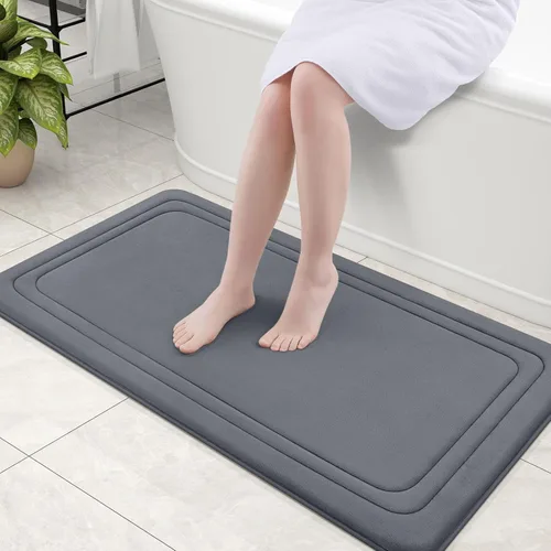 Miniatura 88 de Grandaily Alfombra de baño de espuma viscoelástica de 24 x 16 pulgadas, ultrasuave, antideslizante y absorbente, lavable a máquina, cómoda alfombra