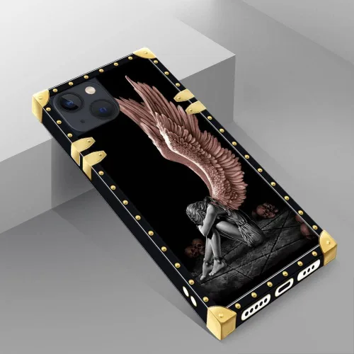 Miniatura 7 de DAIZAG Funda compatible con iPhone 14 Pro Max, funda de Angel Wings Girl para iPhone 14 Pro Max, decoración de metal de TPU suave a prueba de golpes
