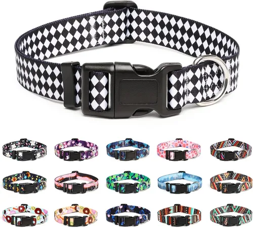 Miniatura 38 de Mercano Collar ajustable para perros - Diseños especiales con patrones, collar suave de nylon cómodo y resistente para perros pequeños, medianos