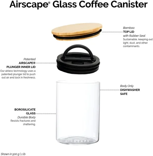 Miniatura 2 de AirScape Recipiente de vidrio para almacenamiento de alimentos, almacenamiento de vidrio con tapa interior sin aire patentada de Estados Unidos