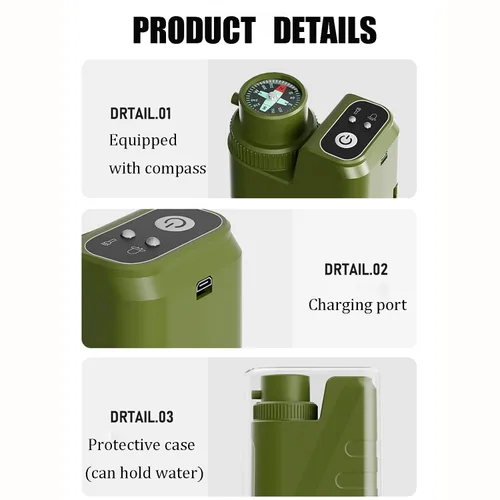 Miniatura 8 de Filtro de agua eléctrico portátil, purificador de agua portátil, purificador de agua de supervivencia, filtro de agua de supervivencia, eliminación
