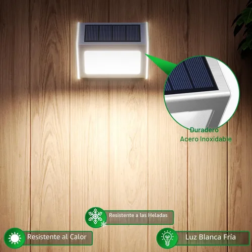 Miniatura 8 de Luces solares de cubierta brillante 3 luces LED de escalera impermeables para valla de acero inoxidable al aire libre lámpara solar para patio