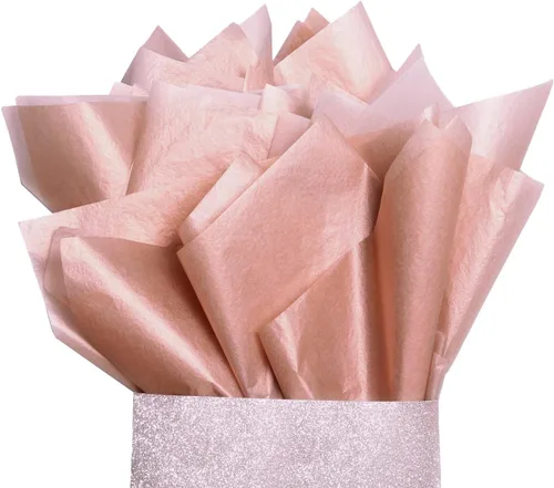 Miniatura 13 de UNIQOOO 100 hojas de papel de seda metálico premium oro rosa champán dorado a granel, papel de regalo para envolver regalos reciclable, accesorio