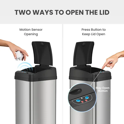 Miniatura 10 de iTouchless - Bote de basura de 13 galones con sensor a prueba de mascotas con filtro de olor AbsorbX, de acero inoxidable, con tapa que evita que