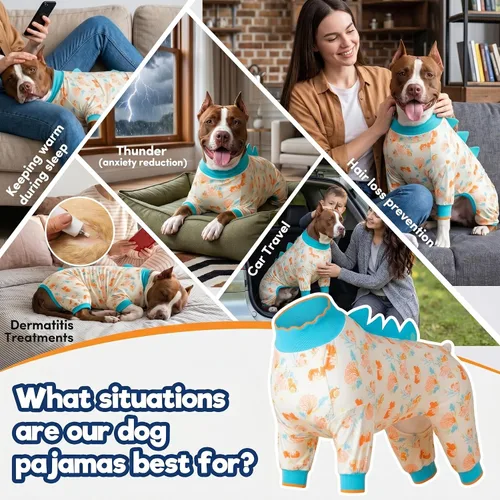 Miniatura 4 de LovinPet Pijama para perros grandes, pijama para perros grandes, camisa antilamida, ligera, estampado de melocotón coral, camisa de protección UV