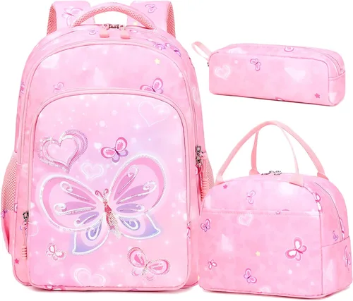 Miniatura 40 de Juego de mochila para niñas con diseño de unicornio, mochila escolar para niños, mochila para libros para niñas, set 3 en 1, regreso a clases