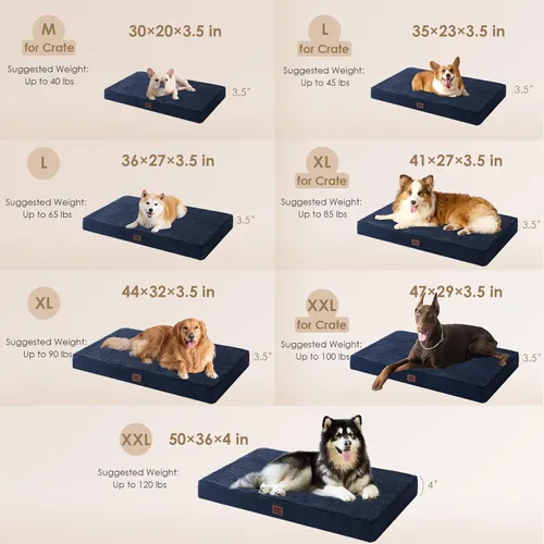 Miniatura 2 de EHEYCIGA Camas ortopédicas XL para perros extragrandes con funda extraíble lavable, color azul marino, 44 x 32 pulgadas