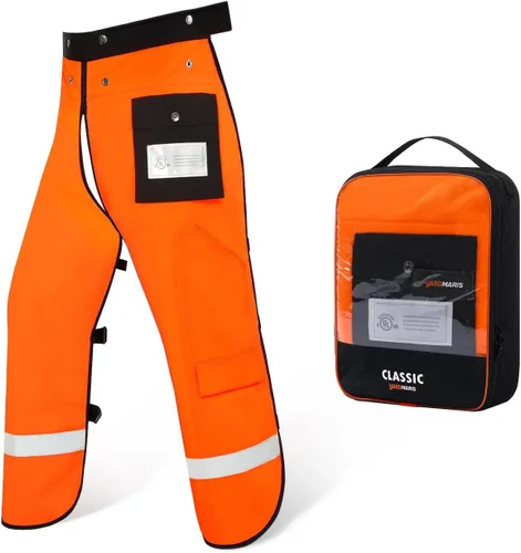 Miniatura 13 de Delantal de seguridad para motosierra de 8 capas, resistente, con cintura ajustable y bolsillo para hombres/mujeres, clásico C, naranja y negro