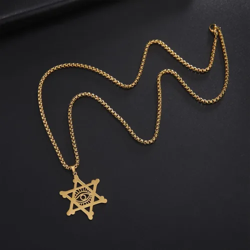Miniatura 29 de EUEAVAN Collar con dije de estrella de David contra el mal de ojo de seis puntas con dije de estrella de David, hexagrama demoníaco religioso
