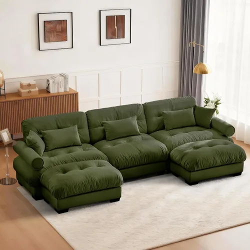 Miniatura 34 de SoarFlash Moderno sofá reclinable de terciopelo para sala de estar, sofá biplaza para apartamento, sofá de almacenamiento con marco de madera Azul