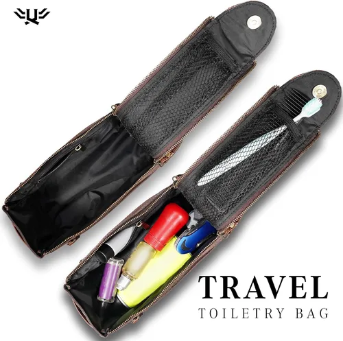 Miniatura 6 de Neceser de cuero hecho a mano de primera calidad para hombres y mujeres, kit de cuero genuino Dopp y bolsa de afeitar para hombres, bolsa