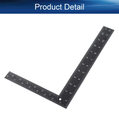 Miniatura 4 de Bettomshin 1 regla cuadrada en forma de L de metal negro, 11.81 x 7.87 pulgadas, pequeña regla cuadrada de medición de acero inoxidable templado