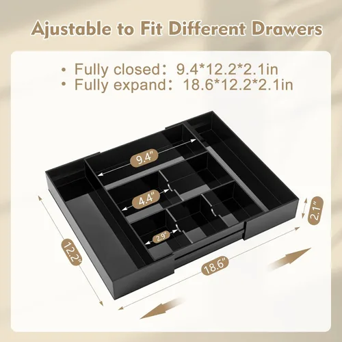 Miniatura 2 de Briwooody 1 pieza organizador de cajones de escritorio de acrílico de 2 pulgadas de altura, bandejas organizadoras de cajones expandibles con 8