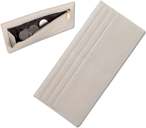 Miniatura 8 de Cartera Delgada para Tarjetas de Crédito Ultra Delgada Cartera Larga para Tarjetas Bolsillos con Cremallera Estuche para ID Cartera Pequeña Compacta
