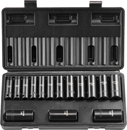 Miniatura 11 de VEVOR Impact Drive - Juego de llaves de vaso de 1/2 pulgada, 19 piezas SAE, surtido de enchufes estándar, (3/8 pulgadas a 1-1/2 pulgadas) enchufes