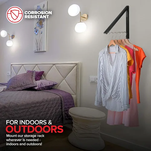 Miniatura 7 de Percha Única Plegable para Ropa, Perchero Retráctil de Pared para Secador de Ropa, Barra Colgante para Secar, Pequeños Estantes Plegables para Ropa