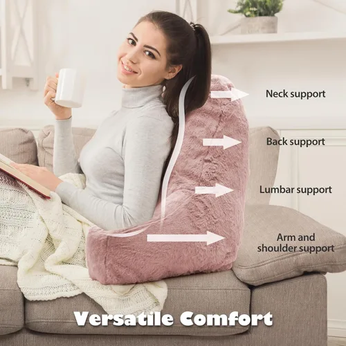 Miniatura 3 de Almohada de Lectura Grande para Cama, Almohada de Respaldo con Brazos, Soporte de Espalda para Sentarse en la Cama, Sofá para Respaldo de Rosa