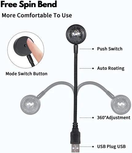 Miniatura 5 de LuxLumin Luces de techo para automóvil, proyector de estrella USB, luz nocturna, luces interiores ajustables para automóvil, luces LED portátiles