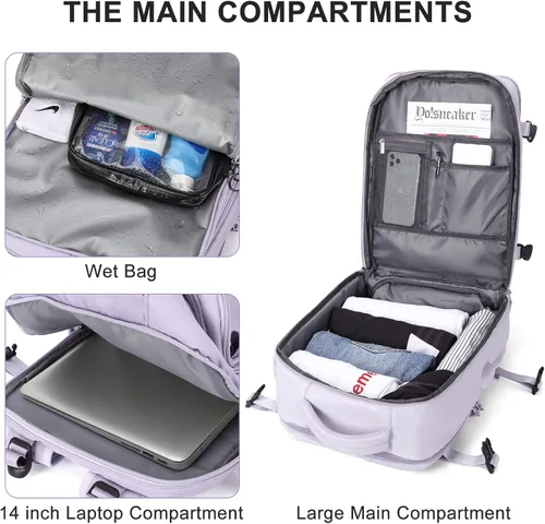 Miniatura 5 de coowoz Mochila de viaje grande para mujeres y hombres,Mochila de transporte,Mochila de senderismo impermeable para deportes al aire libre, Púrpura