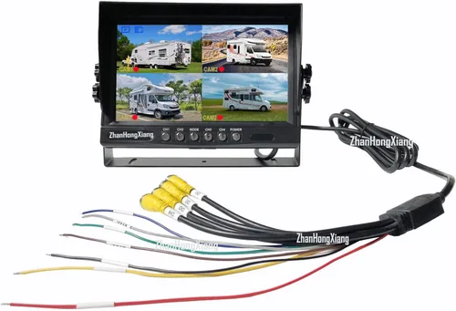 Miniatura 8 de Cámara de respaldo HD 1080P con sistema de monitor DVR de 9 pulgadas, 4 x 4 pines IR IP69 impermeable con cable retrovisor retrovisor + monitor