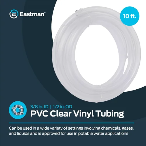 Miniatura 2 de Eastman Tubo de vinilo transparente de PVC de 3/8 pulgadas de diámetro interior (1/2 pulgada de diámetro exterior), longitud de 10 pies, 98620
