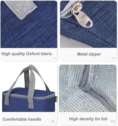 Miniatura 4 de Bolsa de almuerzo de 6 latas/4L para hombres y mujeres, caja de almuerzo cuadrada, pequeña bolsa enfriadora, bolsa térmica aislada suave plegable