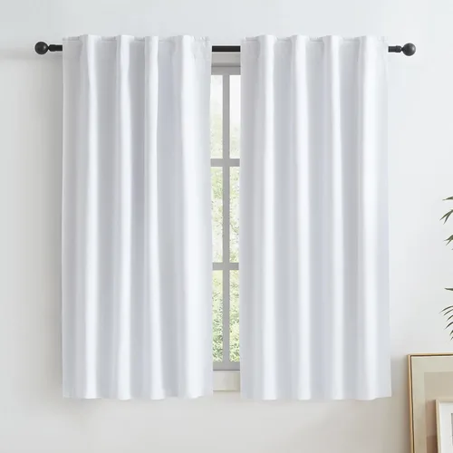Miniatura 40 de Paneles de cortinas de ventana 100% opacas, con trabillas traseras, bolsillo para barra, gancho, cinturón, aspecto plisado, cortinas para sistema