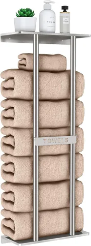 Miniatura 15 de STWWO Toallero para Baño Montado en Pared, Toallero de Pared de 22 Pulgadas para Toallas Enrolladas, Almacenamiento de Toallas para Baño Pequeño