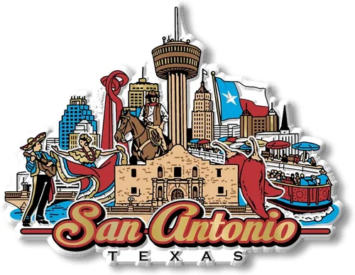 Imán de San Antonio, Texas City por Classic Magnets, recuerdos coleccionables de goma 3D estilo vintage y regalos fabricados en los Estados Unidos,