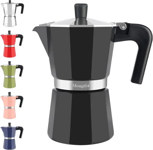 Mongdio - Cafetera de café espresso para estufa Moka, Cafetera Cubana para estufa, Cafetera Mocha Greca Italiana, para 6 tazas de espresso, 10 onzas