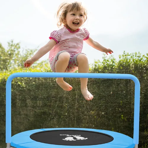 Miniatura 2 de RAVS 36" Toddler Trampoline for Kids Ages 1-6 with Thick Safety Pad Adjustable Foam Handle Easy Assembly Foldable Mini Kids Rebounder Baby Azul