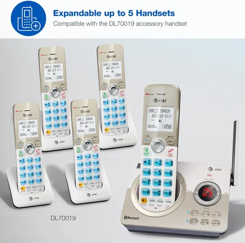 Miniatura 9 de AT&T DECT 6.0 Teléfono inalámbrico, 4 auriculares, bloqueador de llamadas inteligente, conexión Bluetooth a celda, contestador automático, pantalla