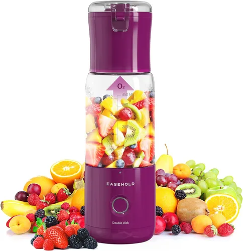 Miniatura 8 de EASEHOLD Licuadora personal portátil para licuados de frutas, mini licuadora rápida de jugo fresco sobre la marcha con 6 cuchillas, recargable, sin