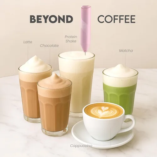 Miniatura 8 de Zulay Kitchen Espumador de leche de mano a pilas - Mezclador eléctrico de bebidas para café, lattes, capuchinos, matcha y chocolate caliente