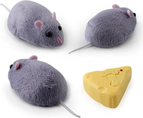 Miniatura 3 de Tipmant Ratones RC de tamaño mini con control remoto IR, rata, ratón, broma de animales, broma, juguetes de trucos de miedo para gatos, perros, Gris