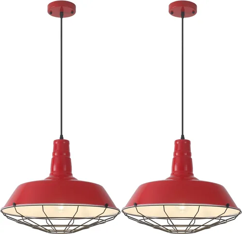 Miniatura 8 de Lámpara colgante negra de granja, luces colgantes grandes de 18.1 pulgadas, isla de cocina, lámpara colgante industrial con jaula de alambre, luz