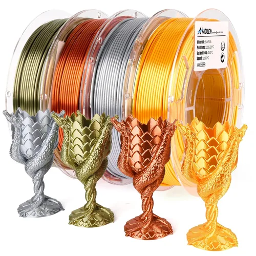 Miniatura 41 de AMOLEN Paquete de filamento PLA de seda para impresora 3D de 4.4 lbs, paquete de ácido poliláctico de doble color de 0.069 in, filamento PLA