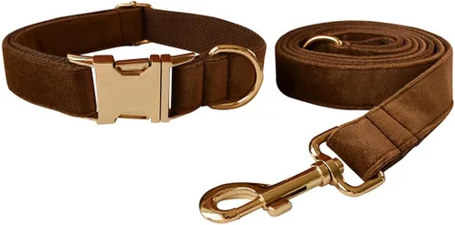 Miniatura 27 de Love Dream Juego de collar y correa de terciopelo para perro, suave y cómodo, correa ajustable y collar con hebilla de metal resistente para perros