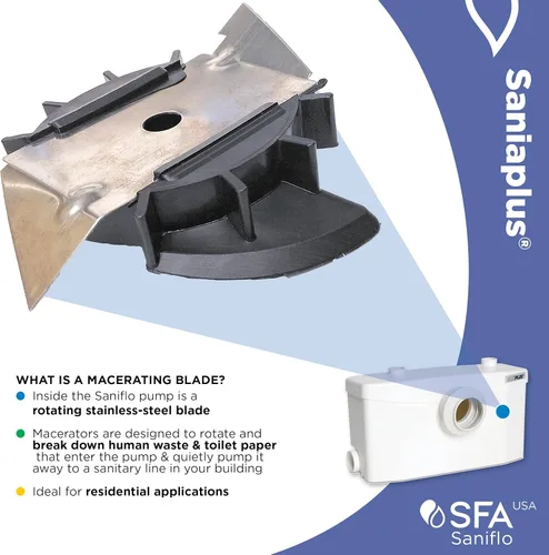 Miniatura 8 de SFA SANIFLO - Saniplus - Bomba de maceración - Aplicaciones para baño completo - Propósito dual - Acero inoxidable endurecido - 4 años de garantía