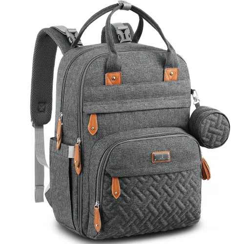 Miniatura 34 de BabbleRoo - Mochila para pañales - Bolso de viaje con artículos esenciales para bebés - Mochila multifuncional resistente al agua, bolso de viaje