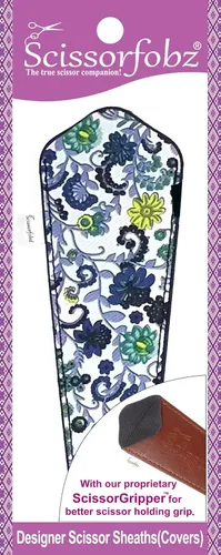 Miniatura 89 de Fundas protectoras para tijeras de diseñador, 4 unidades, tamaño surtido, diseño floral victoriano azul #4-304 Jardín floral victoriano azul