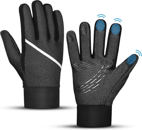Guantes de invierno para hombres y mujeres, para pantalla táctil para clima frío, antideslizantes, guantes cálidos con forro térmico de punto suave,