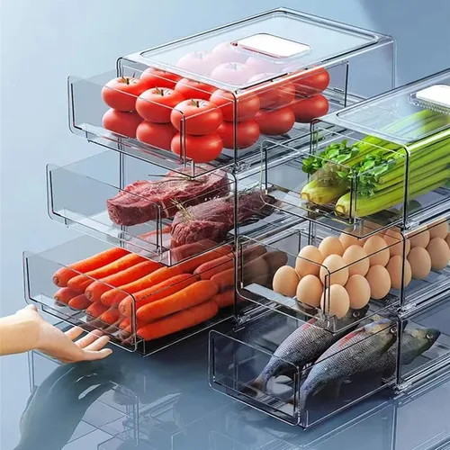 Miniatura 3 de YekouMax Contenedores de almacenamiento y organización de despensa, organizador de refrigerador, contenedores de almacenamiento apilables