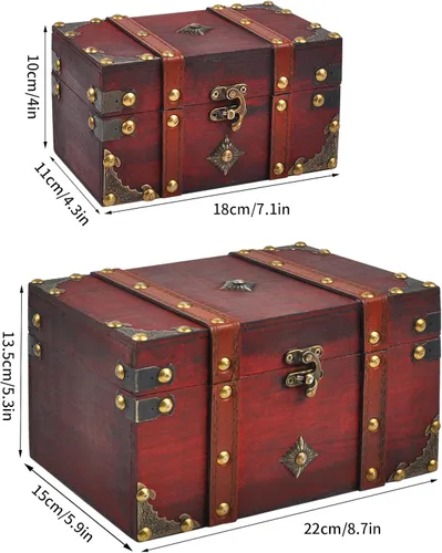 POWER UNICO FLOWER Caja de almacenamiento vintage con cerradura del tesoro, baúl decorativo de madera hecha a mano, caja de recuerdo perfecta para