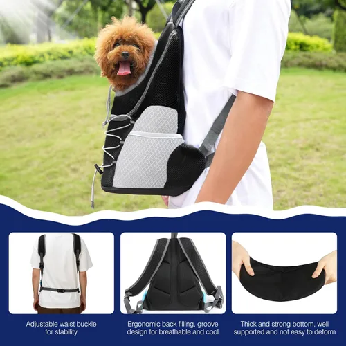Miniatura 5 de Pawaboo Mochila transportadora para perros y mascotas, transportador frontal de viaje para cachorros perros pequeños, medianos y gatos, mochila