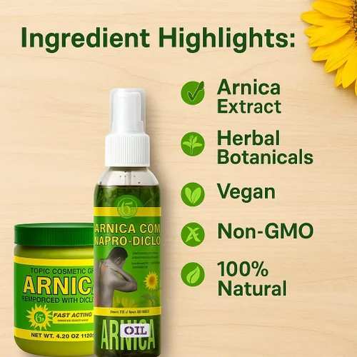 Miniatura 5 de Combo de masaje de árnica, aceite de 6 onzas líquidas + gel de 4.23 onzas, juego tópico natural para músculos y articulaciones, absorción rápida
