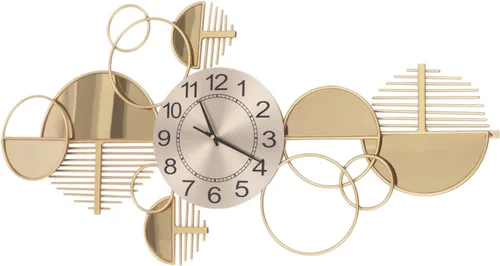 Reloj de pared grande, 33 pulgadas de largo x 17 pulgadas de alto, moderno reloj de pared silencioso con esfera dorada, reloj retro de metal para