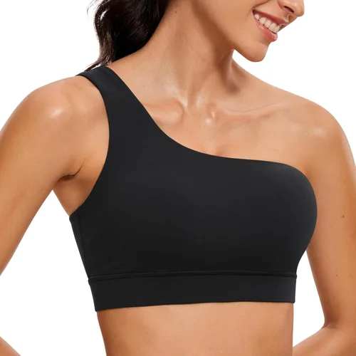 CRZ YOGA Butterluxe - Brasier deportivo de un hombro para mujer, sin mangas, con una correa, de bajo impacto, asimétrico, para entrenamiento y yoga