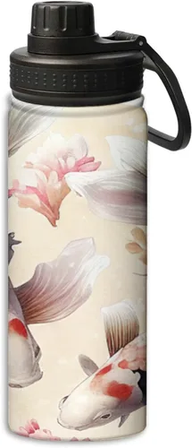 Miniatura 27 de Botella de agua deportiva a prueba de fugas con patrón de insectos y polillas, 18 onzas, de acero inoxidable duradero de doble pared, botellas