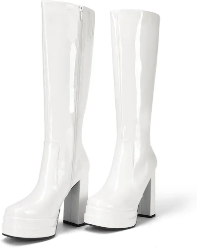 Miniatura 4 de DREAM PAIRS Botas altas hasta la rodilla con plataforma y tacón para mujer, botas Gogo largas y gruesas para otoño